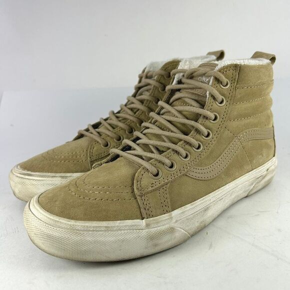 Vans Sk8 Hi MTE Scotchgard Athletic Shoes US 8.5 Tan Suede Fur Lined Sneakers - Picture 1 of 10